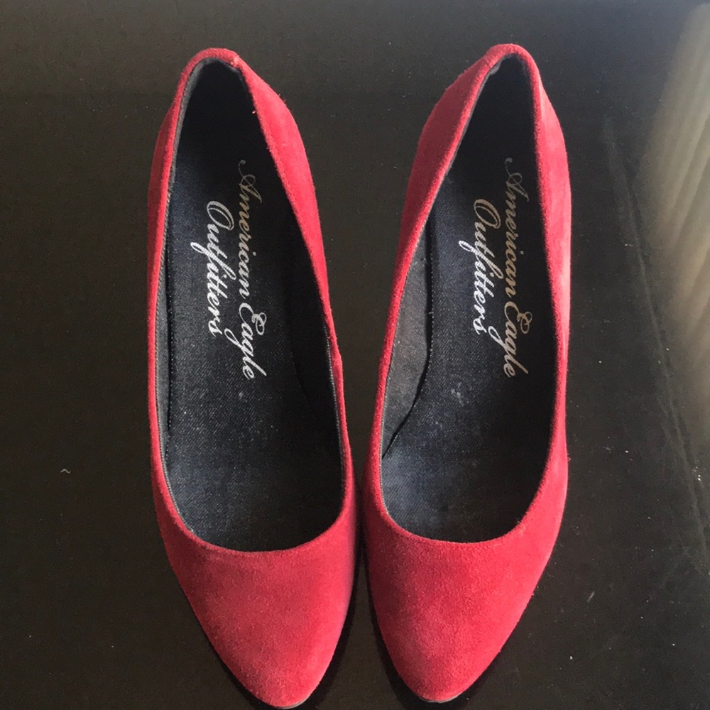 American Eagle Outfitters Red Suede Heels